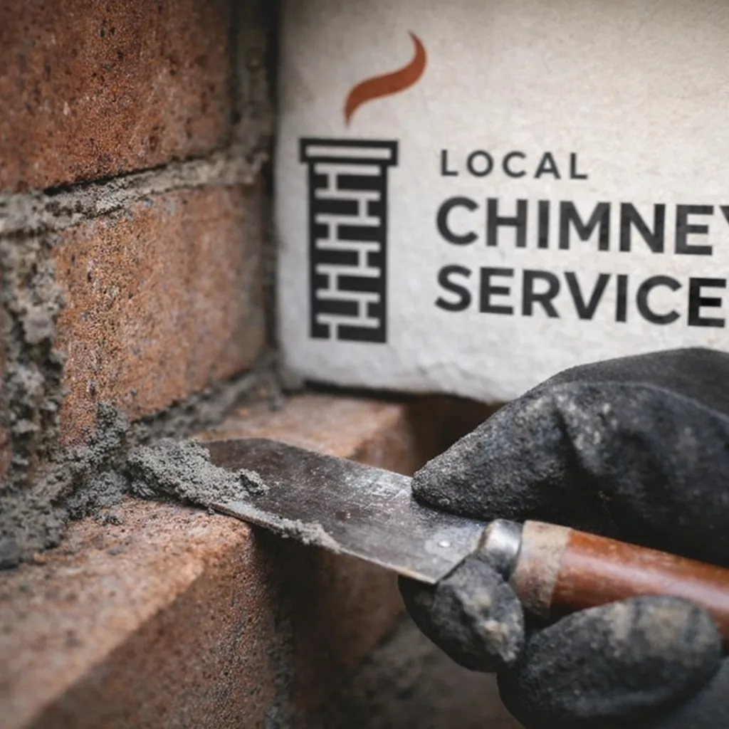 Close-up of refractory mortar being applied between firebrick joints inside a firebox
